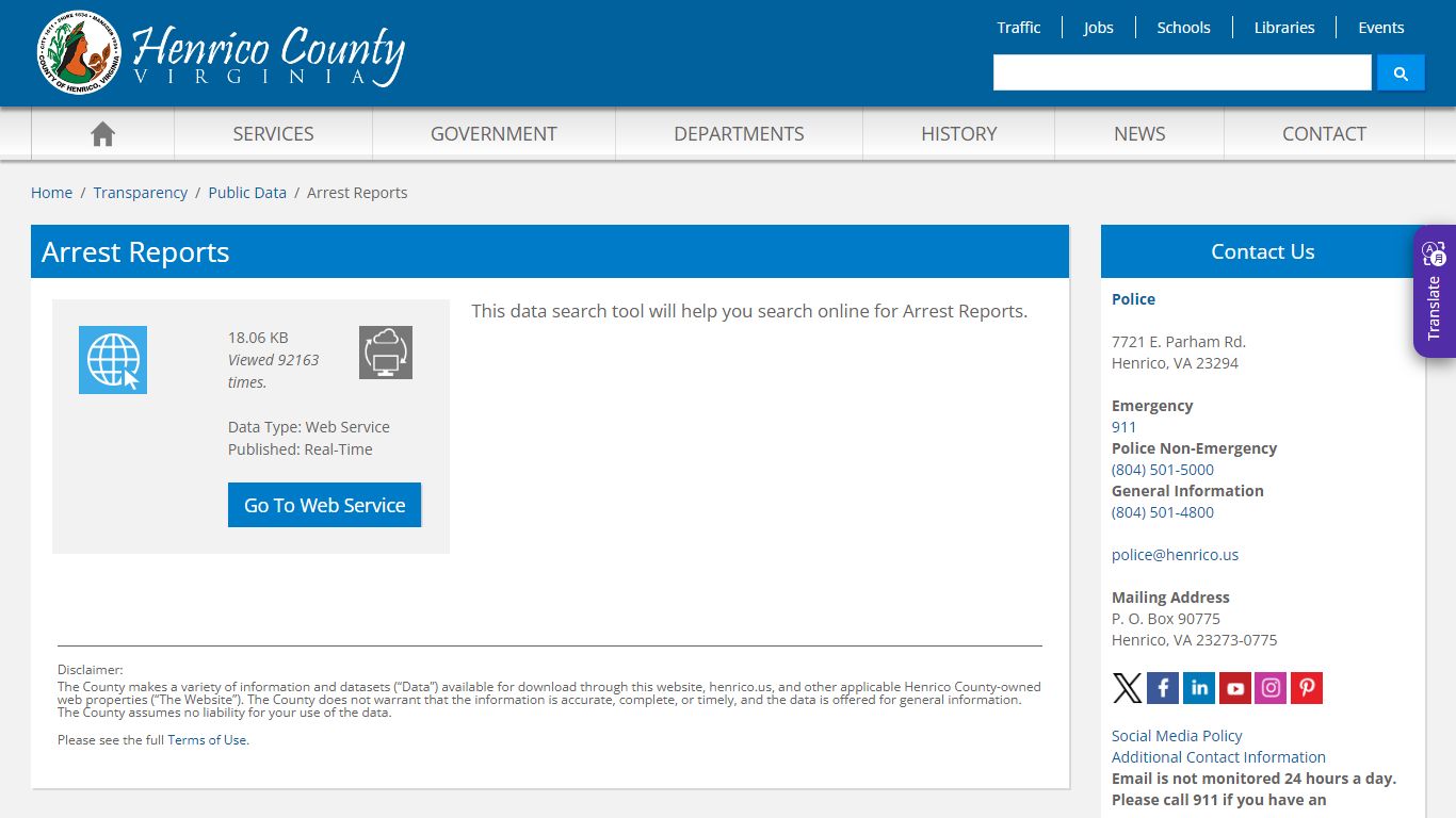 Arrest Reports - Henrico County, Virginia